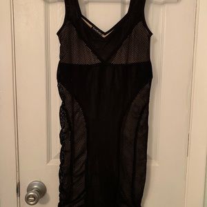 Bebe Black and Tan mesh mini dress